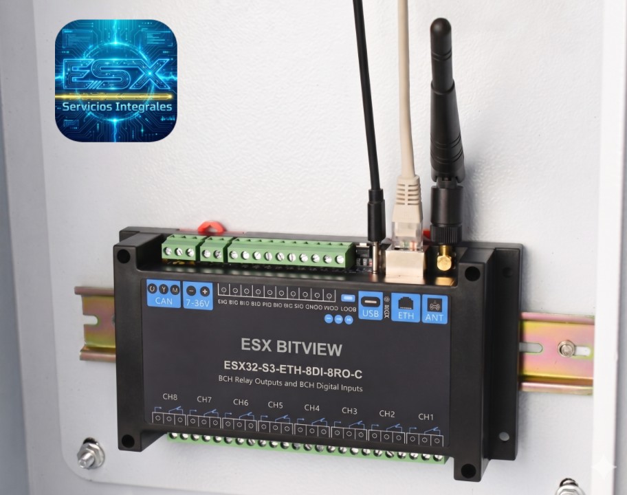 Módulo ESX32-S3 montado en riel DIN — Grado industrial, diseñado para entornos críticos